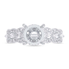 0.89ct 18k White Gold Diamond Semi-mount Ring for 2.00ct Center