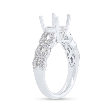 0.89ct 18k White Gold Diamond Semi-mount Ring for 2.00ct Center