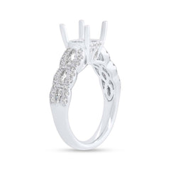 0.89ct 18k White Gold Diamond Semi-mount Ring for 2.00ct Center