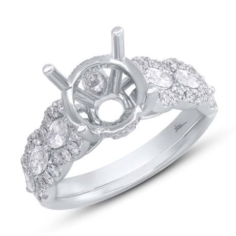 1.08ct 18k White Gold Diamond Semi-mount Ring for 3.00ct Center