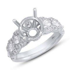 1.08ct 18k White Gold Diamond Semi-mount Ring for 3.00ct Center
