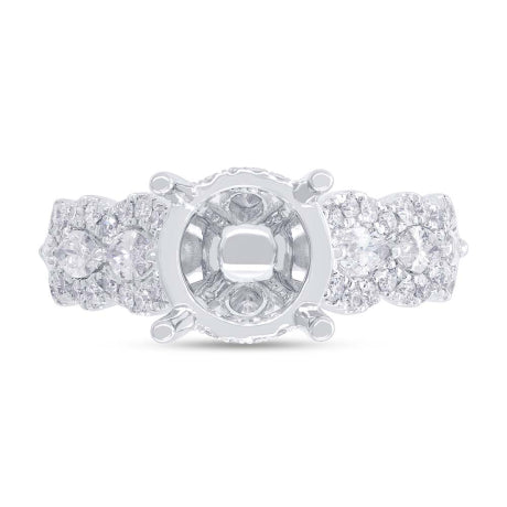 1.08ct 18k White Gold Diamond Semi-mount Ring for 3.00ct Center
