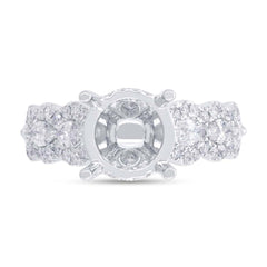 1.08ct 18k White Gold Diamond Semi-mount Ring for 3.00ct Center