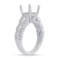 1.08ct 18k White Gold Diamond Semi-mount Ring for 3.00ct Center