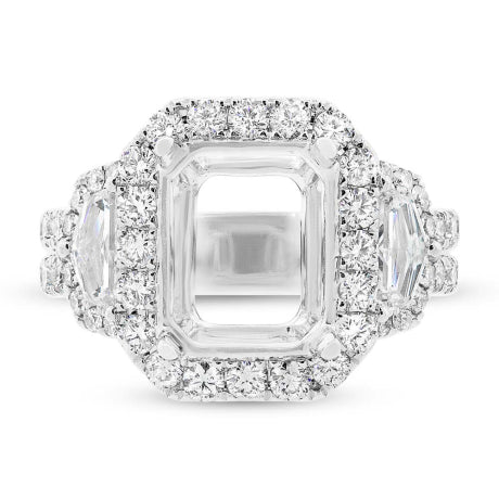 2.30ct 18k White Gold Diamond Semi-mount Ring for 11x9mm Center Size 12