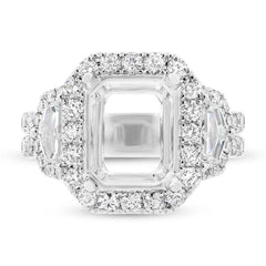 2.30ct 18k White Gold Diamond Semi-mount Ring for 11x9mm Center Size 12
