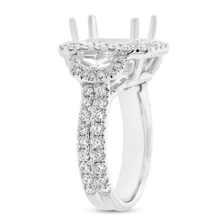 2.30ct 18k White Gold Diamond Semi-mount Ring for 11x9mm Center Size 12
