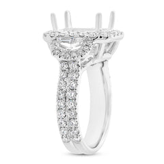 2.30ct 18k White Gold Diamond Semi-mount Ring for 11x9mm Center Size 12