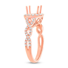 0.60ct 14k Rose Gold Diamond Semi-mount Ring for 1.00ct Center Size 6