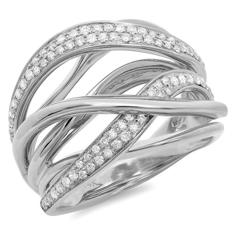 0.52ct 14k White Gold Diamond Bridge Ring Size 7.75