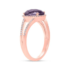 0.19ct Diamond & 1.97ct Amethyst 14k Rose Gold Ring Size 10