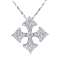 0.67ct 14k White Gold Diamond Pave Cross Necklace