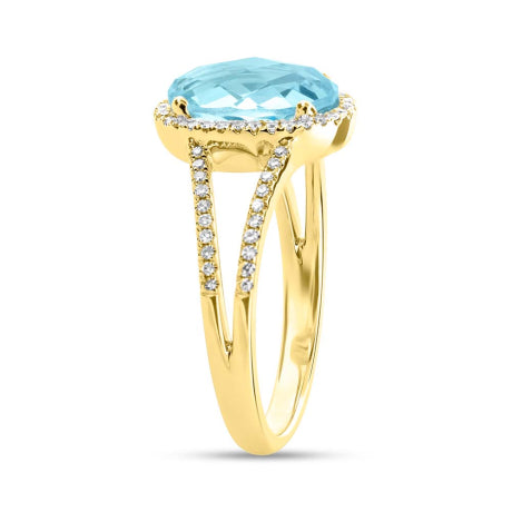0.19ct Diamond & 2.50ct Blue Topaz 14k Yellow Gold Ring