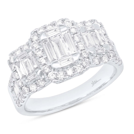 1.75ct 14k White Gold Diamond Baguette Lady's Ring Size 6.5