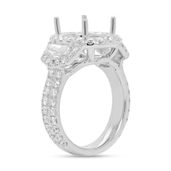 2.13ct 18k White Gold Diamond Semi-mount Ring for 12x10mm Center