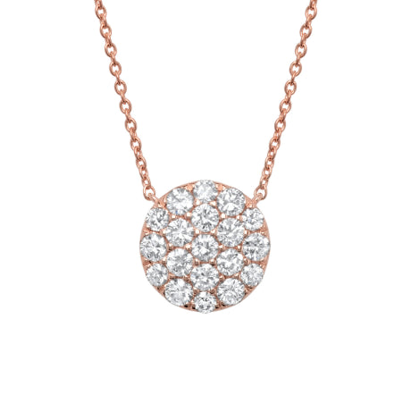 0.99ct 14k Rose Gold Diamond Pave Circle Necklace