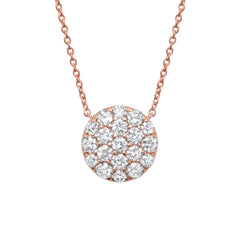 0.99ct 14k Rose Gold Diamond Pave Circle Necklace