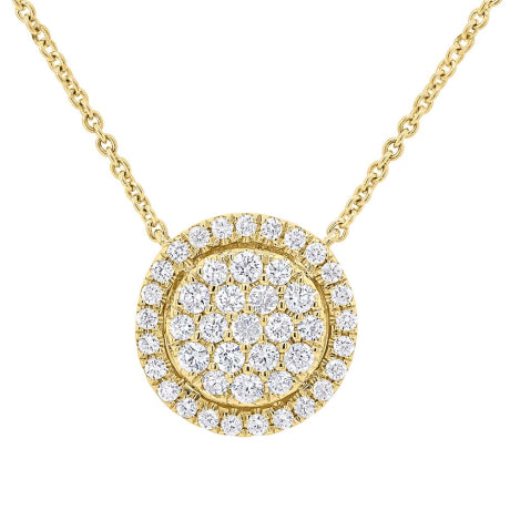 0.48ct 14k Yellow Gold Diamond Pave Circle Necklace