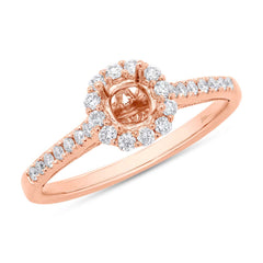 0.34ct 18k Rose Gold Diamond Semi-mount Ring for 0.50ct Center