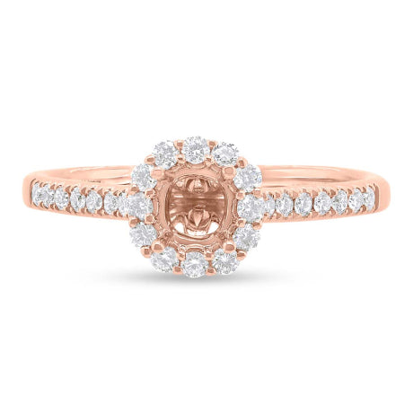 0.34ct 18k Rose Gold Diamond Semi-mount Ring for 0.50ct Center