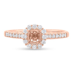 0.34ct 18k Rose Gold Diamond Semi-mount Ring for 0.50ct Center