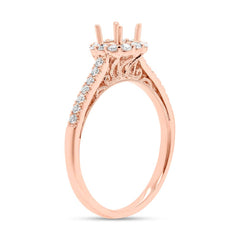 0.34ct 18k Rose Gold Diamond Semi-mount Ring for 0.50ct Center