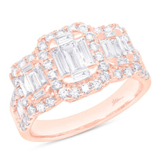 1.75ct 14k Rose Gold Diamond Baguette Lady's Ring