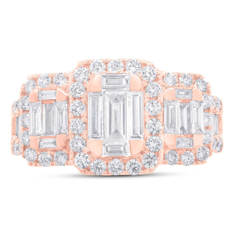 1.75ct 14k Rose Gold Diamond Baguette Lady's Ring