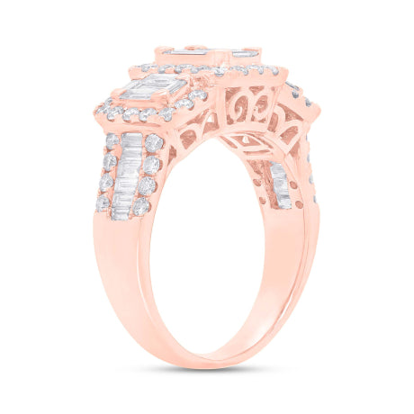 1.75ct 14k Rose Gold Diamond Baguette Lady's Ring