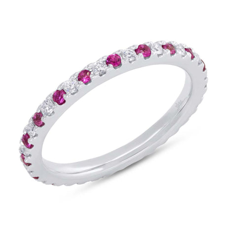 0.19ct Diamond and 0.25ct Ruby 14k White Gold Eternity Lady's Band