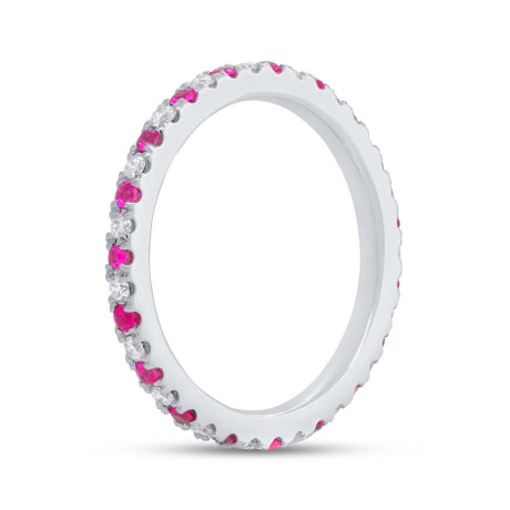 0.19ct Diamond and 0.25ct Ruby 14k White Gold Eternity Lady's Band