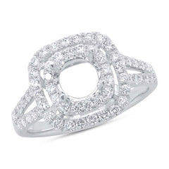 0.90ct 18k White Gold Diamond Semi-mount Ring Size 6.75