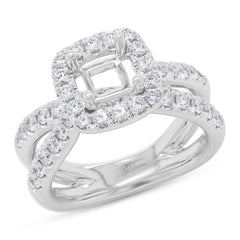 1.13ct 14k White Gold Diamond Semi-mount Ring for 5.5x5.5mm Center