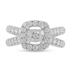 1.13ct 14k White Gold Diamond Semi-mount Ring for 5.5x5.5mm Center