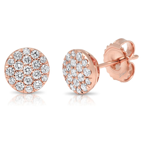0.48ct 14k Rose Gold Diamond Pave Circle Stud Earring