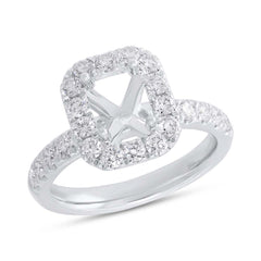 0.97ct 14k White Gold Diamond Semi-mount for 8x6mm Center
