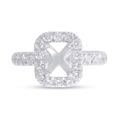 0.97ct 14k White Gold Diamond Semi-mount for 8x6mm Center