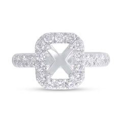 0.97ct 14k White Gold Diamond Semi-mount for 8x6mm Center