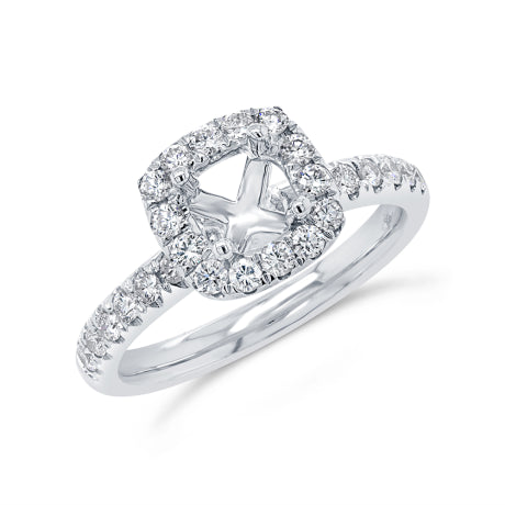 0.59ct 14k White Gold Diamond Semi-mount for 5x5mm Center