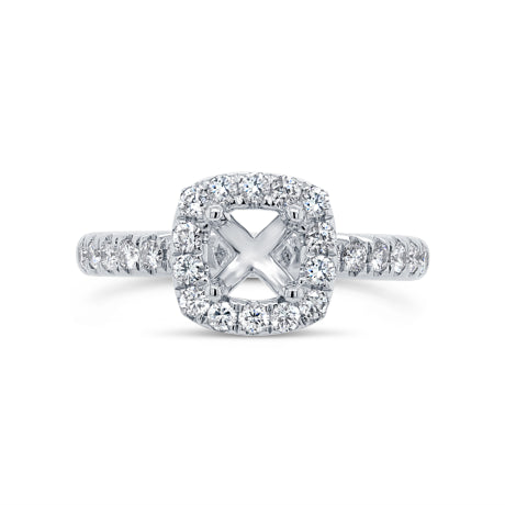 0.59ct 14k White Gold Diamond Semi-mount for 5x5mm Center