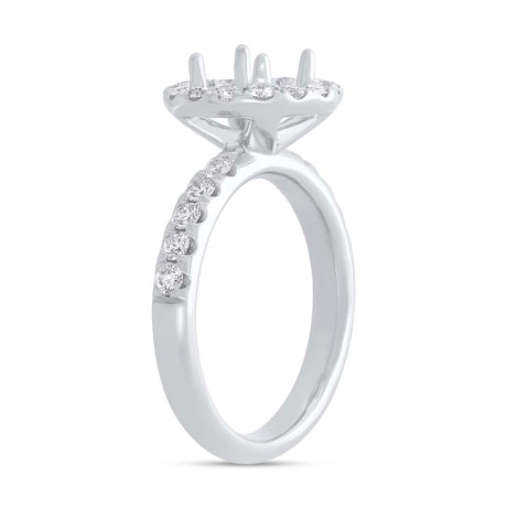 0.83ct 14k White Gold Diamond Semi-mount for 1.50ct Center
