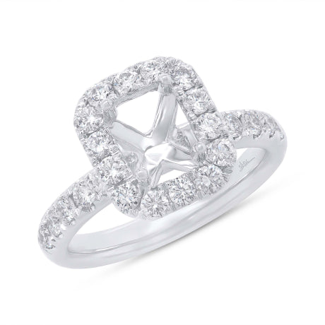 0.66ct 14k White Gold Diamond Semi-mount for 6x6mm Center