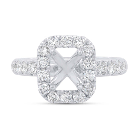 0.66ct 14k White Gold Diamond Semi-mount for 6x6mm Center