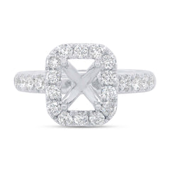 0.66ct 14k White Gold Diamond Semi-mount for 6x6mm Center
