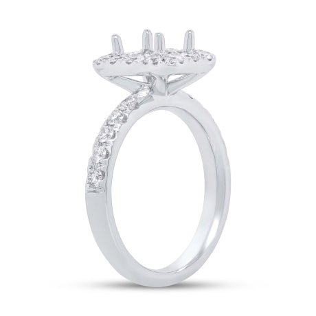 0.66ct 14k White Gold Diamond Semi-mount for 6x6mm Center