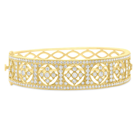 3.43ct 14k Yellow Gold Diamond Bangle