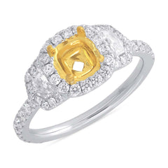 1.00ct 18k Two-tone Gold Diamond Semi-mount Ring for 6x6mm Center
