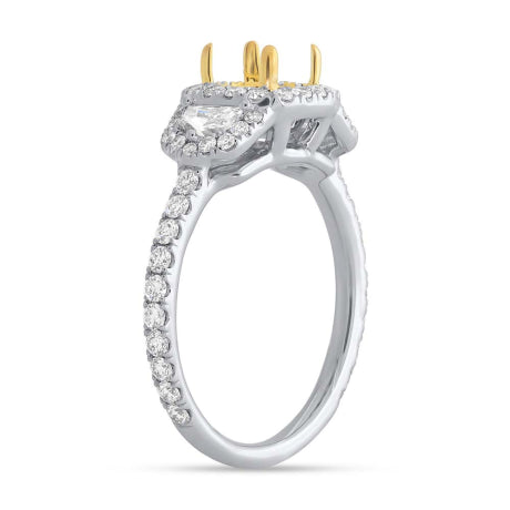 1.00ct 18k Two-tone Gold Diamond Semi-mount Ring for 6x6mm Center
