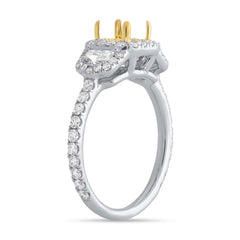 1.00ct 18k Two-tone Gold Diamond Semi-mount Ring for 6x6mm Center