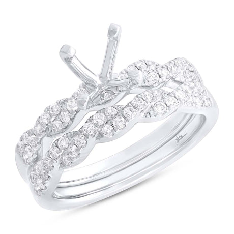 0.45ct 14k White Gold Diamond Semi-mount Ring 2-pc for 1.00ct Center